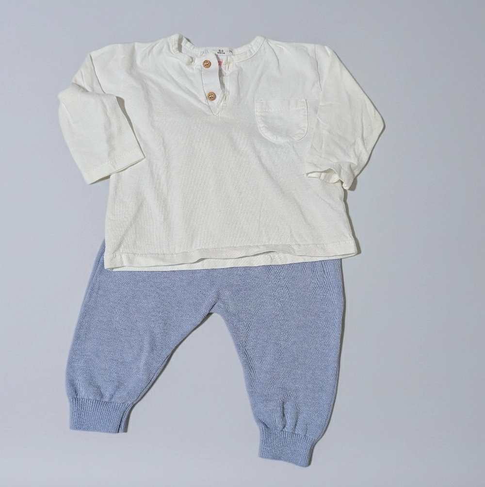 ✨ Zara Baby Outfit Set | Neutral Minimal Style | 6–9 Months